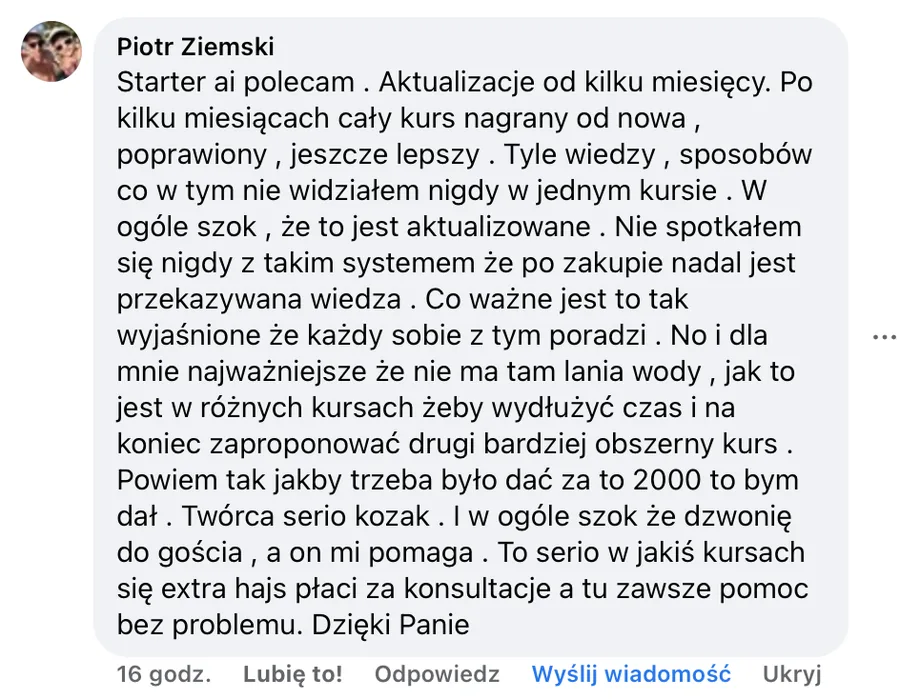 Opinia studenta StarterAI